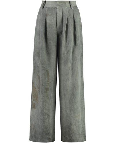 Uma Wang Paella Cotton-Linen Trousers - Grey