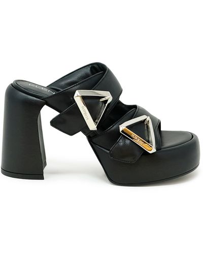 Elena Iachi Leather Sandals - Black
