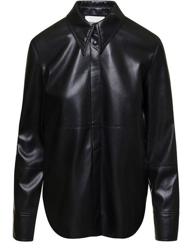 Nanushka 'naum' Long-sleeve Shirt With Concealed Fastening In Faux Leather Woman - Black