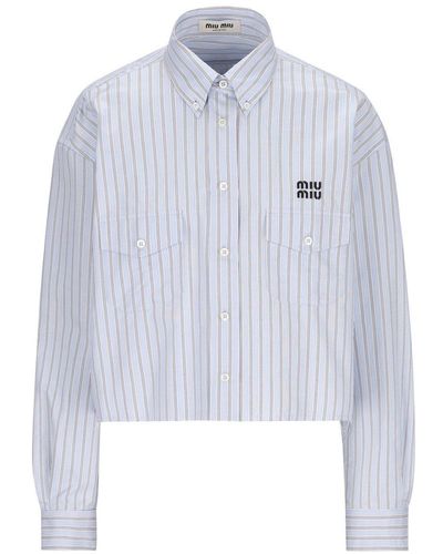 Miu Miu Striped Button-up Shirt - White