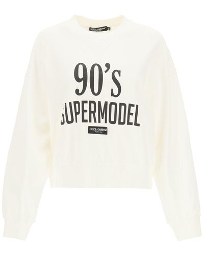 Dolce & Gabbana Cropped Sweatshirt 90s Supermodel - White