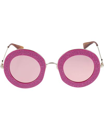 Gucci Embellished Round Sunglasses - Pink