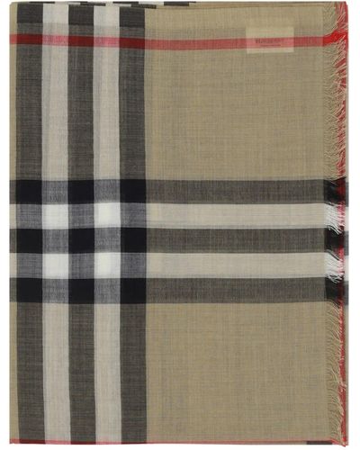 Burberry Giant Check Gauze Scarf - Green