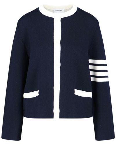 Thom Browne 'double Face' Cardigan Jacket - Blue