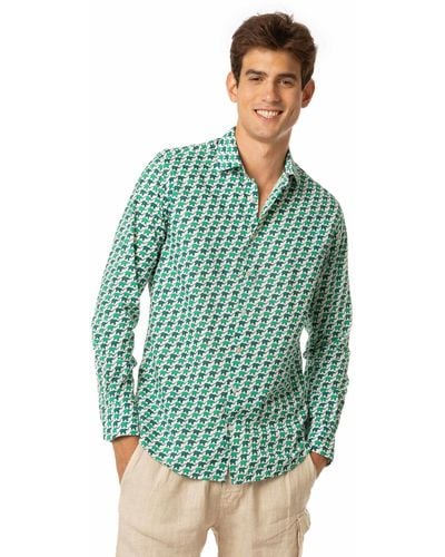 Mc2 Saint Barth Muslin Cotton Sikelia Shirt With Elephant Print - Green