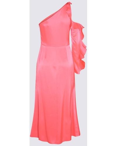 David Koma Neon Satin Midi Dress - Pink