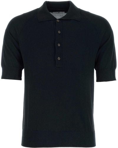 PT01 Black Cotton Blend Polo Shirt