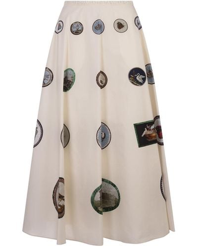Giambattista Valli Midi Skirt With Micromosaic Print - Natural