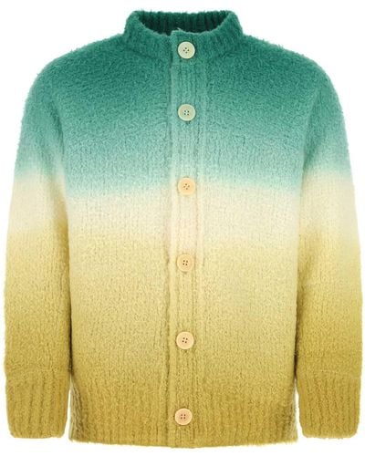 Sacai Multicolour Wool Blend Cardigan - Green