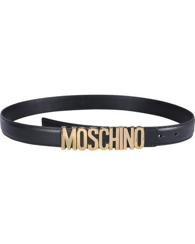 Moschino Logo Plaque Buckle Belt - Black