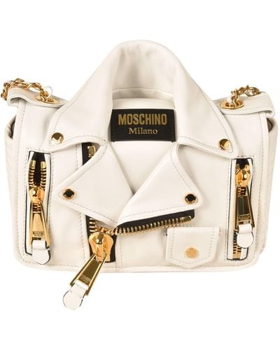 Moschino White Leather Capsule Biker Jacket Shoulder Bag Moschino | TLC