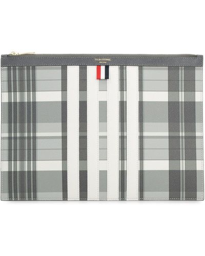 Thom Browne Grainy Leather Pouch - Gray