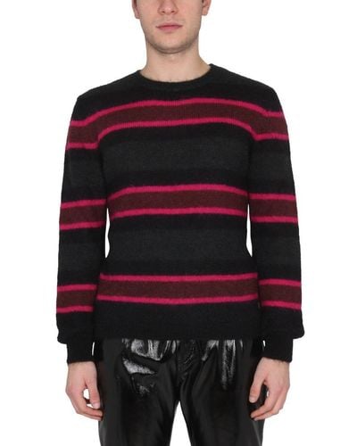 Saint Laurent Striped Long-sleeved Sweater - Red