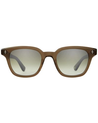 Garrett Leight Broadway Sun Olio/Semi-Flat Layered Mirror Sunglasses - Grey