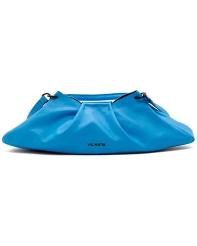Vic Matié Light Leather Clutch Bag With Shoulder Strap - Blue