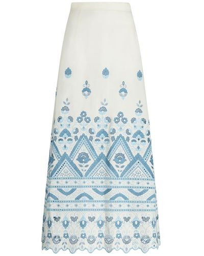 Etro Long Skirt With Embroidery - Blue