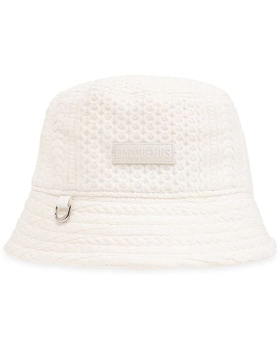 Jacquemus 'belo' Bucket Hat With Logo, - Natural