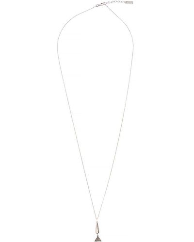 Saint Laurent Long-Colored Chain Necklace With Conical And Triangular Charm - White