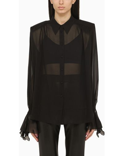 ANDAMANE Semi-Transparent Silk Shirt - Black