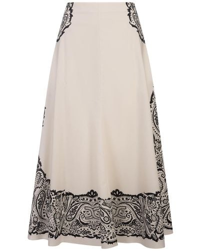 Chloé Flared Midi Skirt With Print - White