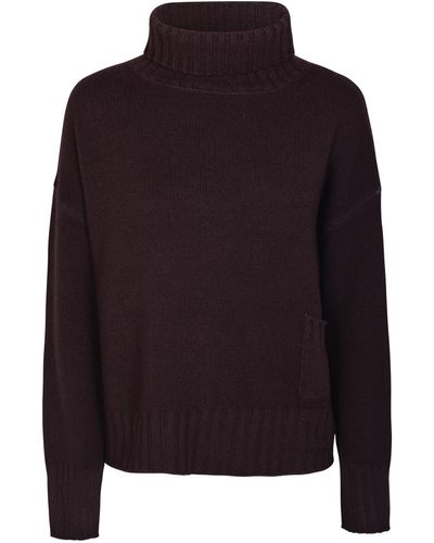 Base London Patched Pocket High Neck Ribbed Sweater - Black