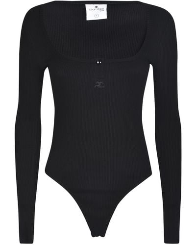 Courreges Ribbed Cotton Bodysuit - Black