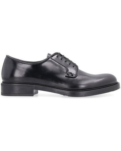 Prada Brushed Leather Lace-up Shoes - Black