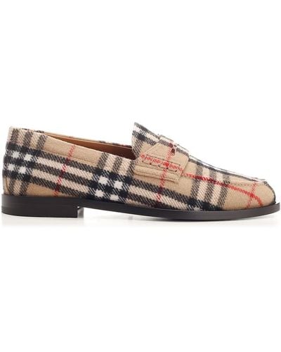 Burberry Wool Felt Loafers - Natural