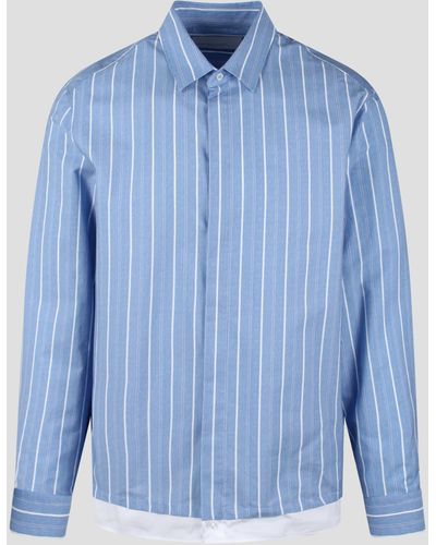 Neil Barrett Loose Double Layer Long Sleeve Shirt - Blue