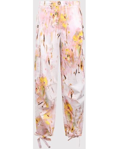MSGM Cargo Trousers With Print - Pink