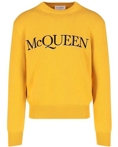 Alexander McQueen Embroidered Logo Sweater - Yellow