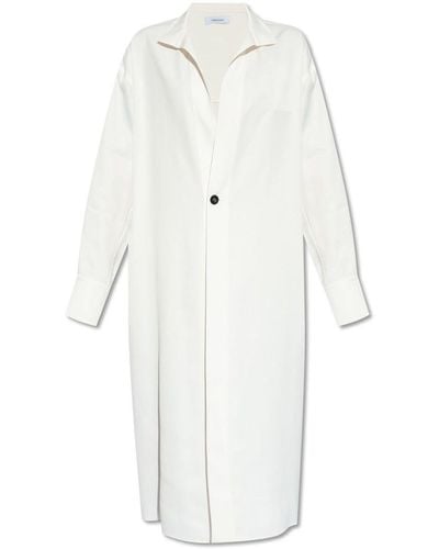 Ferragamo Dress With Long Sleeves, - White