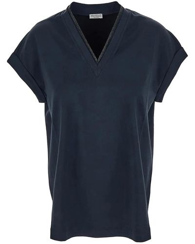 Brunello Cucinelli Cotton T-Shirt - Blue