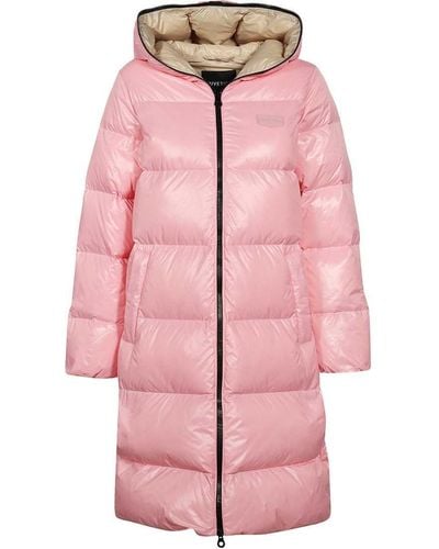 Duvetica Long Hooded Full-Zip Down Jacket - Pink