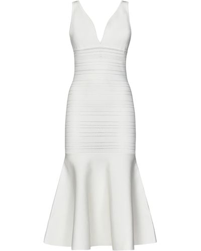Victoria Beckham Frame Detail Dress Midi Dress - White