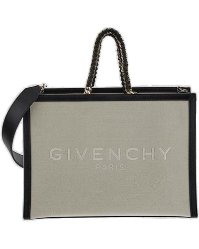 Givenchy Logo Embroidered Tote Bag - Gray
