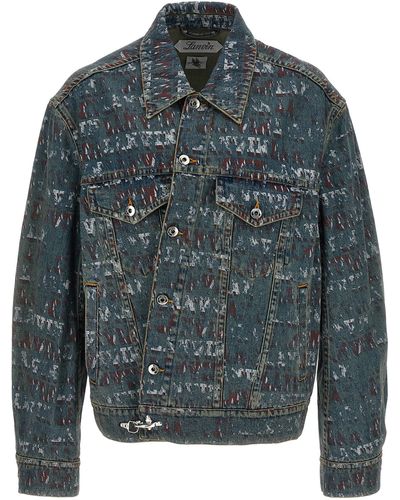 Lanvin Logo Print Denim Jacket Casual Jackets, Parka - Gray