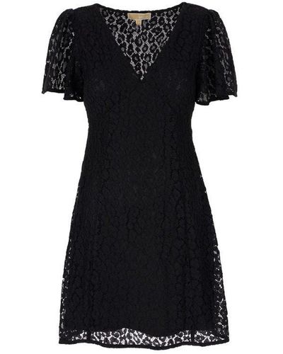 Michael Kors V-Neck Lace Dress - Black