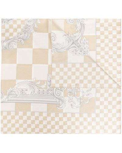 Versace Logo-Printed Square Shape Scarf - White