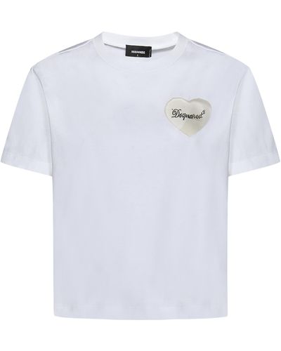DSquared² Boxy Fit Heart T-Shirt - White