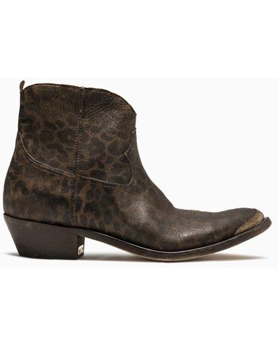 Golden Goose Young Leopard Ankle Boots Gwf00131. F002335. - Brown