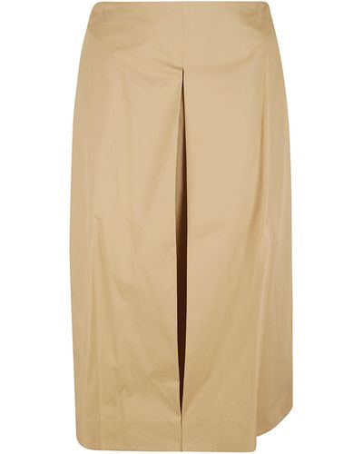 Tory Burch Pleated Poplin Skirt - Natural
