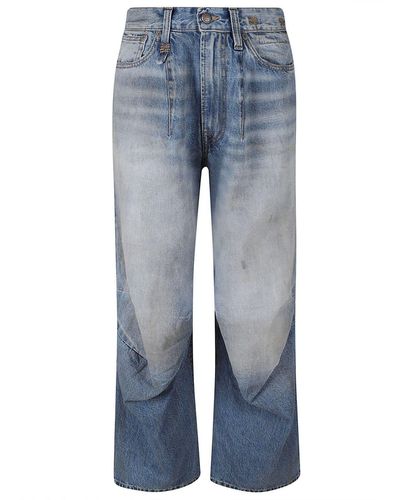 R13 Glen Dart Detailed Faded Effect Jeans - Blue