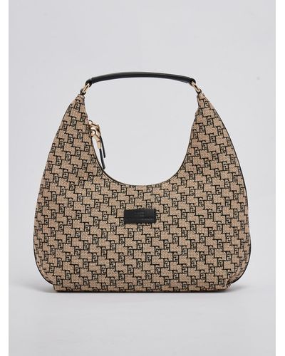 Elisabetta Franchi Fabric Shopping Bag - Gray