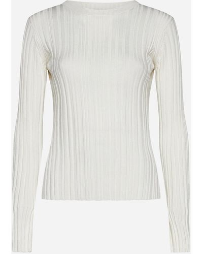 Loulou Studio Evie Ribbed Silk-Blend Top - White
