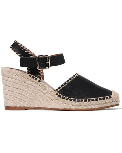 Chloé Leather Wedge Sandals - Black