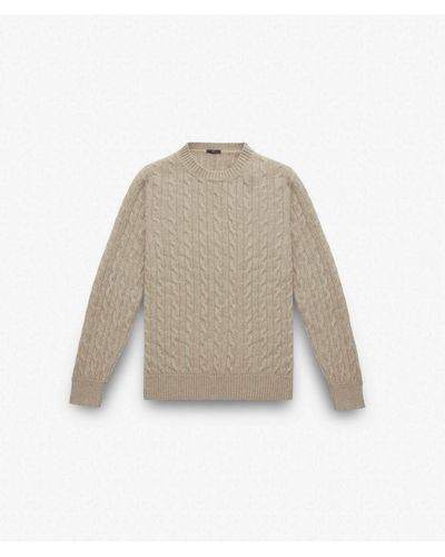 Larusmiani Cable Knit Sweater Col Du Pillon Sweater - Natural