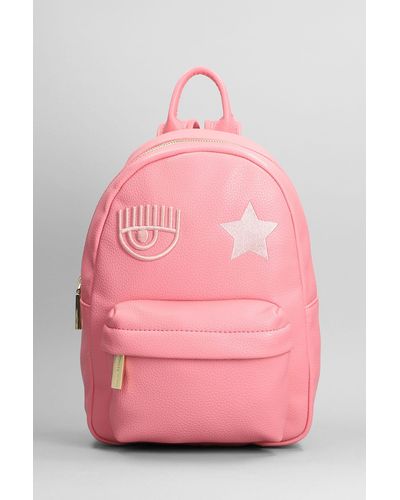 Chiara Ferragni Backpack In Rose-pink Faux Leather