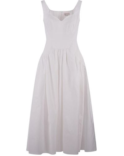 Alexander McQueen Midi Dress With Heart-Shape Neckline - White