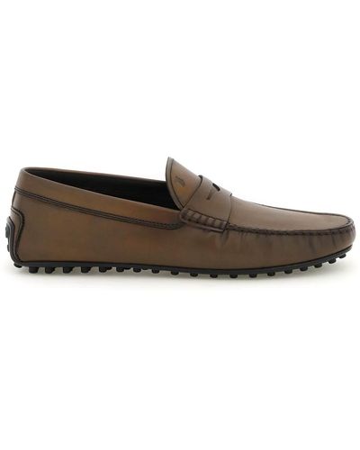 Tod's Leather Gommino Driver Loafers - Brown